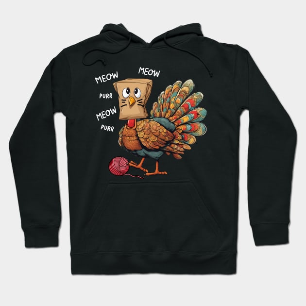 Funny Thanksgiving Turkey Meow I'm a Cat Hoodie by Dibble Dabble Designs